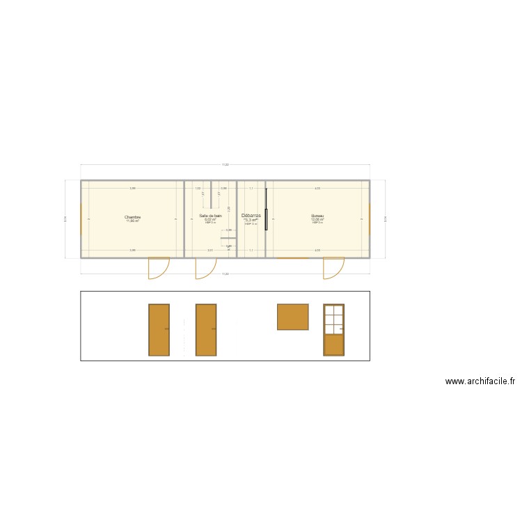 Plan lot 1 Bâtiment Nêma. Plan de 4 pièces et 33 m2