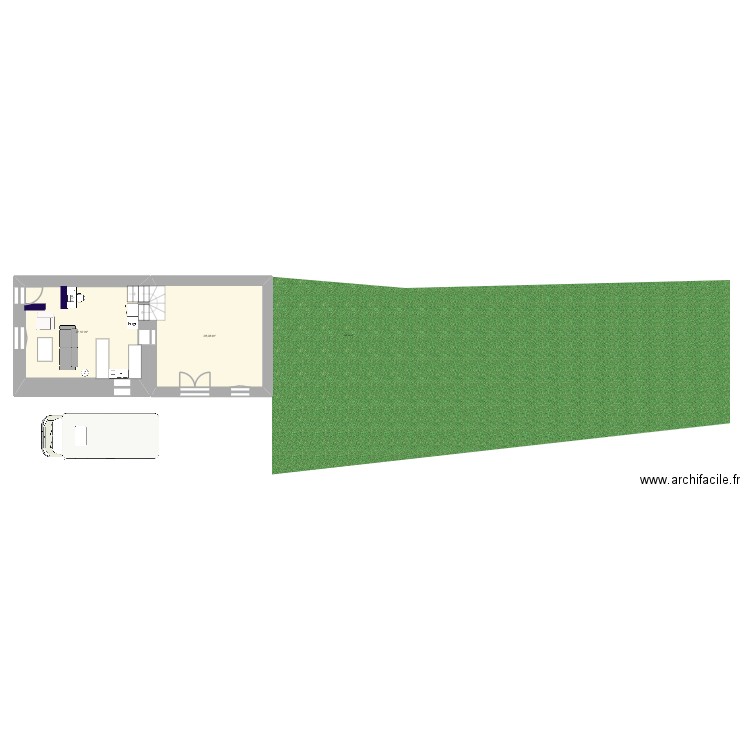 LYVET DOULLET SALON CUISINE. Plan de 2 pièces et 56 m2