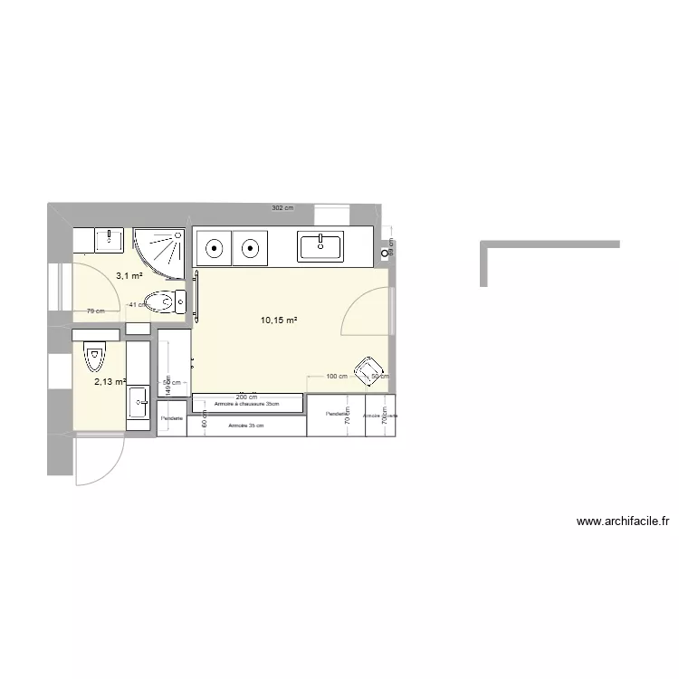 Buanderie - hall - w-c - SDD. Plan de 
