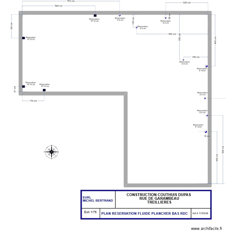 Plan réservation Dupas. Plan de 1 pièce et 130 m2