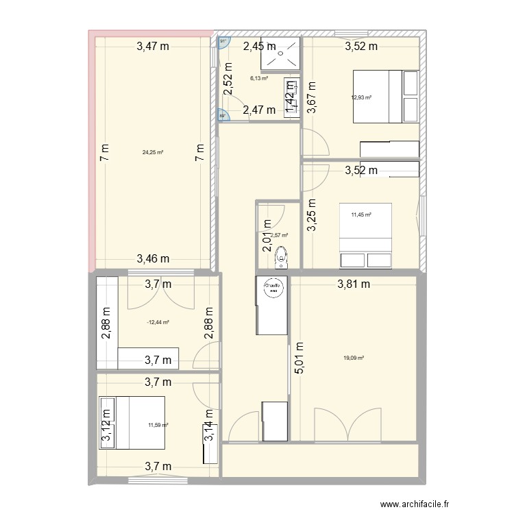 Maison Penne 3. Plan de 8 pièces et 99 m2