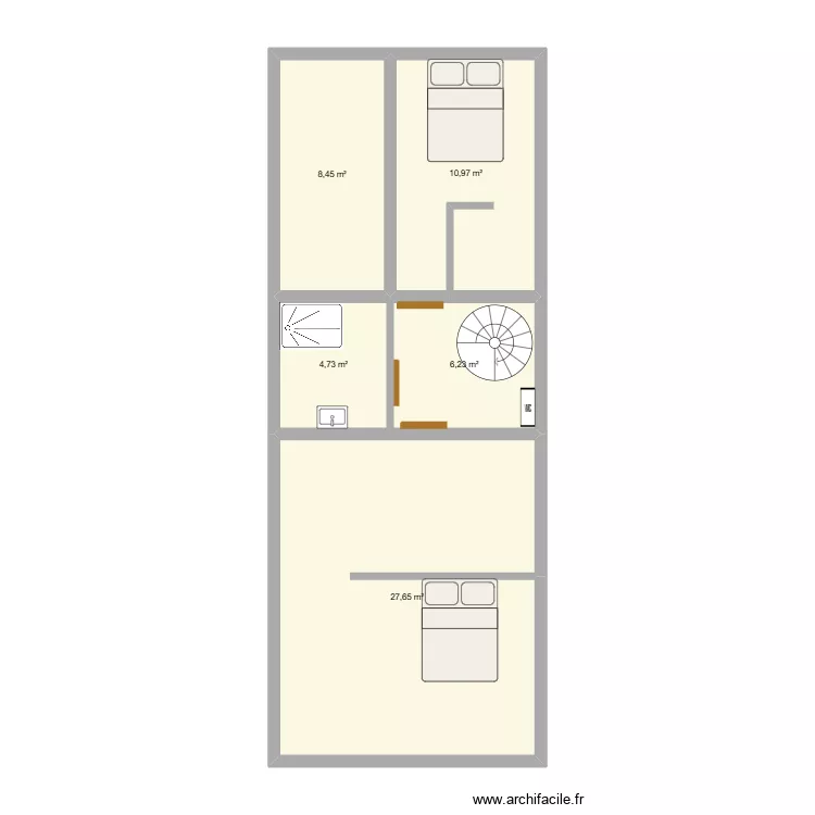 HABITATION etage. Plan de 5 et 58 m² HABITATION etage. Plan de 5 et 58 m²