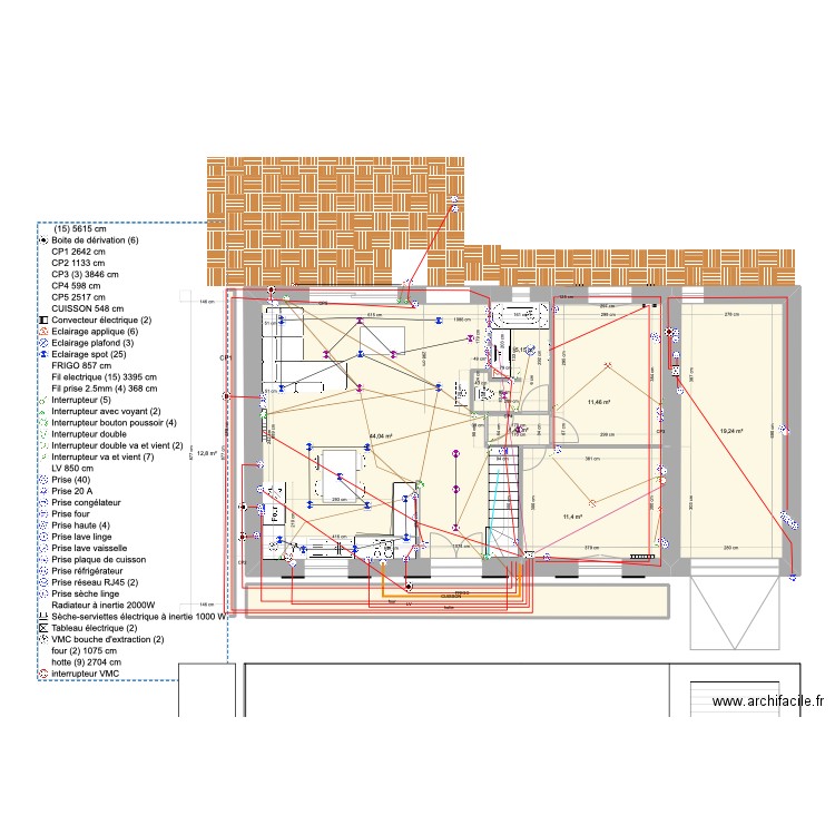 cestas plan 2023. Plan de 8 pièces et 115 m2