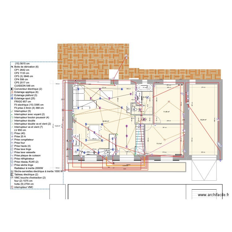 cestas plan 2023. Plan de 8 pièces et 115 m2