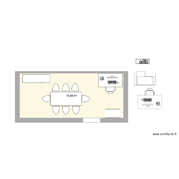 salon 2. Plan de 1 pièce et 16 m2