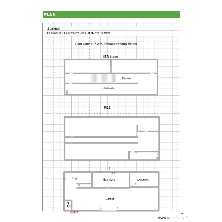 Plan sit01697 Am Schleekenhaus Bridel Secrétariat . Plan de 0 pièce et 0 m2