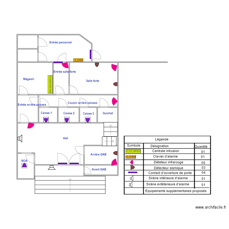 BOP RDC INTRU PRO1. Plan de 14 pièces et 41 m2