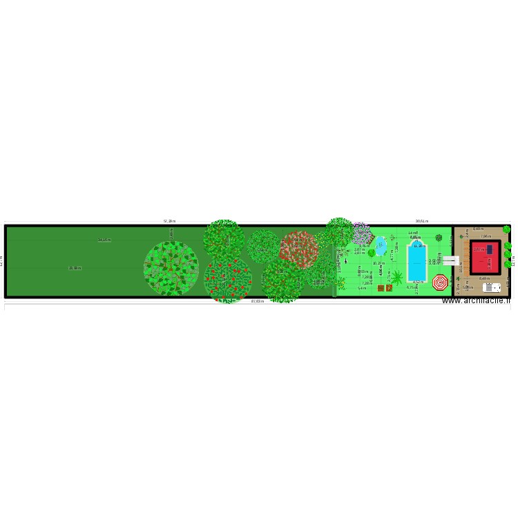piscine. Plan de 4 pièces et 1083 m2