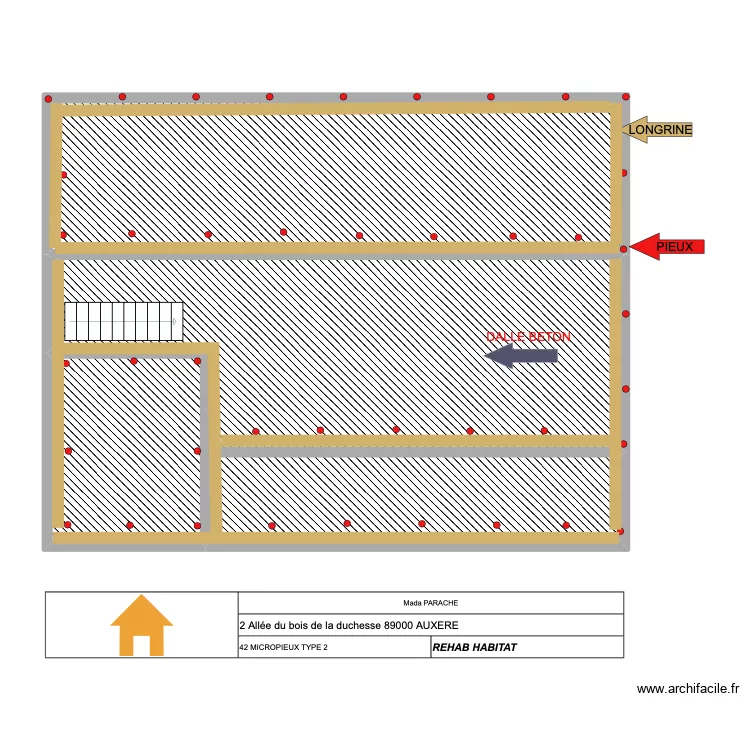 PARACHE AUXERE. Plan de 3  et 115 m²