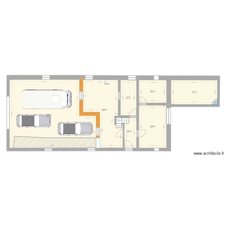 Remise 110825. Plan de 7 pièces et 168 m2