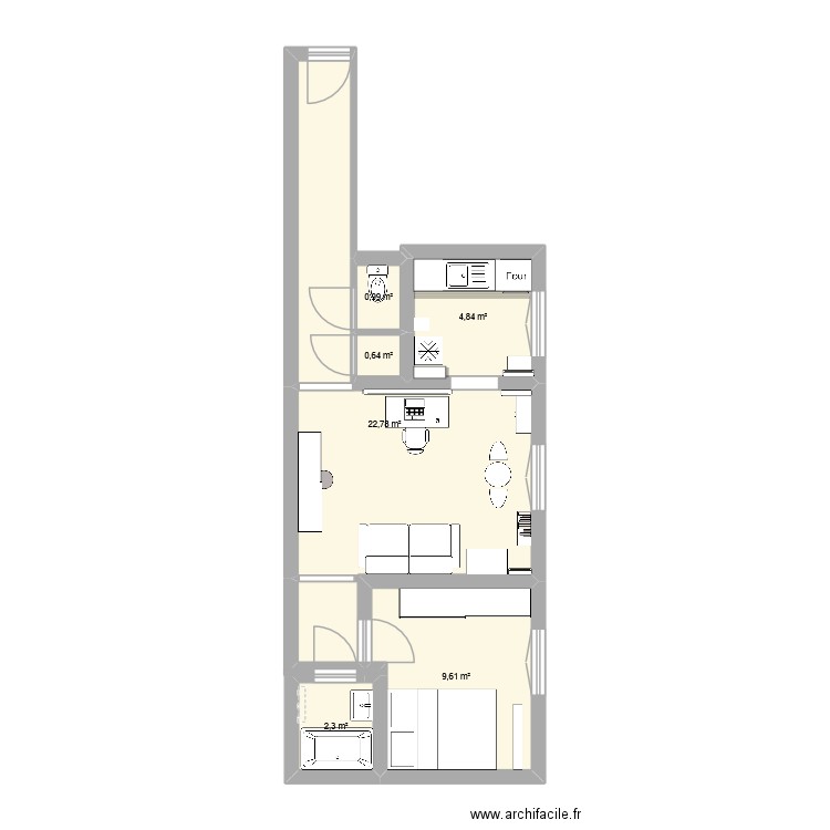 Houilles. Plan de 6 pièces et 41 m2
