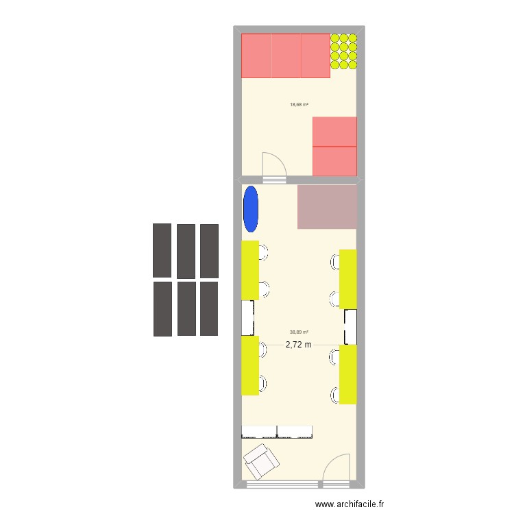 ATELIER LA COUARDE. Plan de 2 pièces et 58 m2