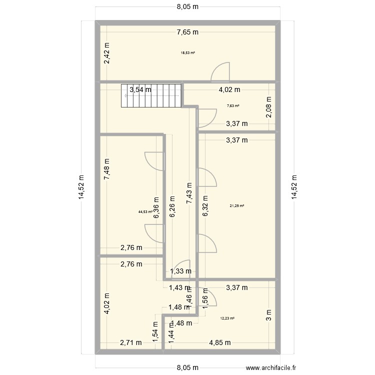HGB ETAGE. Plan de 5 pièces et 104 m2