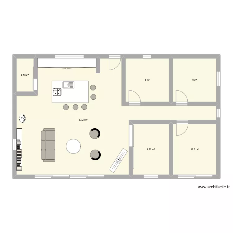 le vivier v1. Plan de 6  et 102 m²