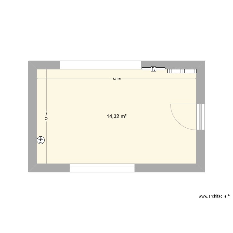 AMENAGEMENT CUISINE. Plan de 1 pièce et 14 m2