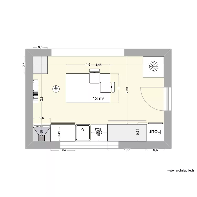 AMENAGEMENT CUISINE. Plan de 1  et 13 m²