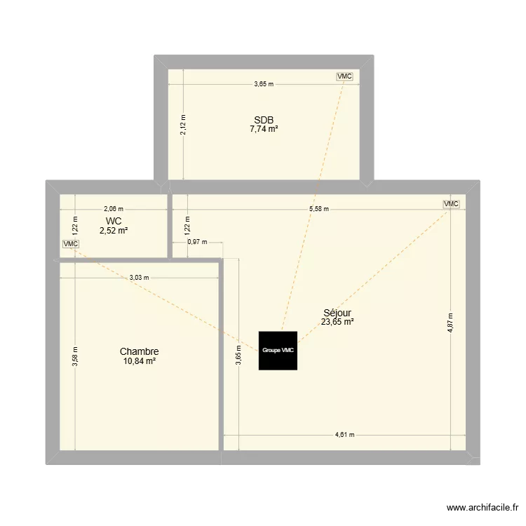 Moreno. Plan de 4  et 45 m²