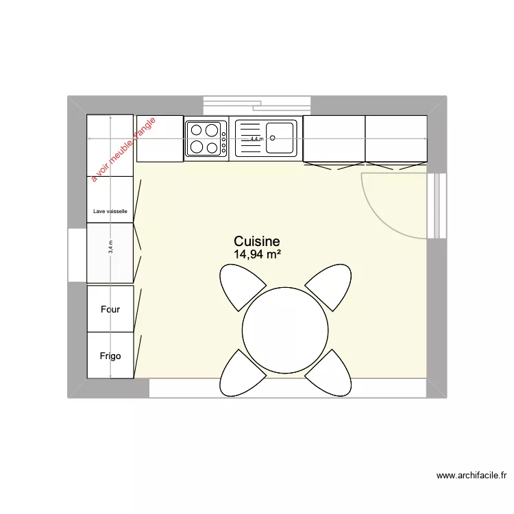 Cuisine. Plan de 1 et 15 m² Cuisine. Plan de 1 et 15 m²