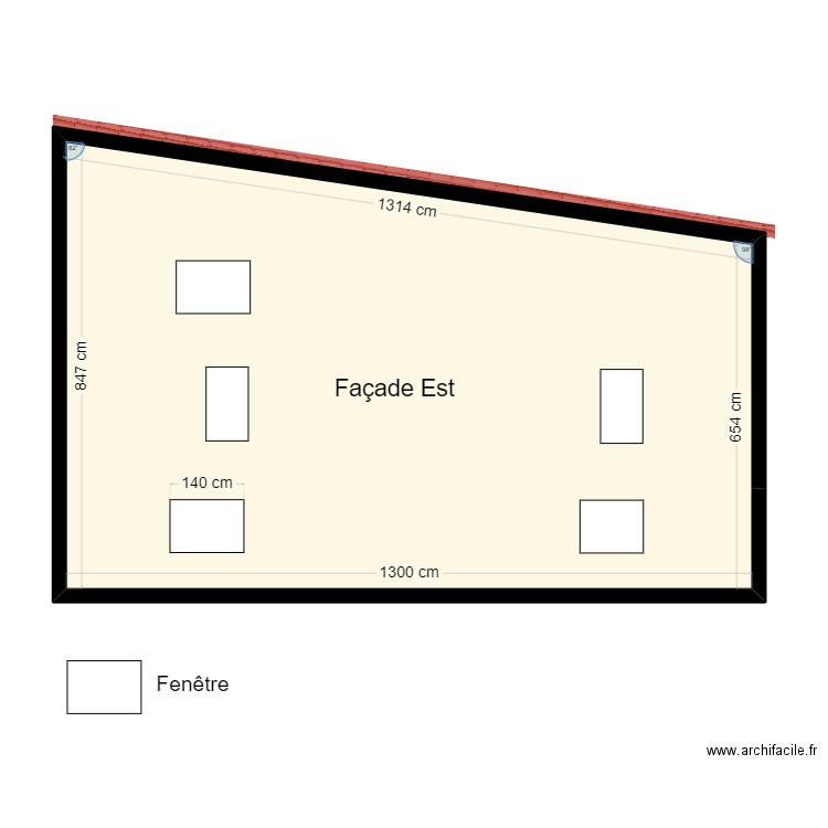 plan Façade Est pietro. Plan de 1 pièce et 98 m2