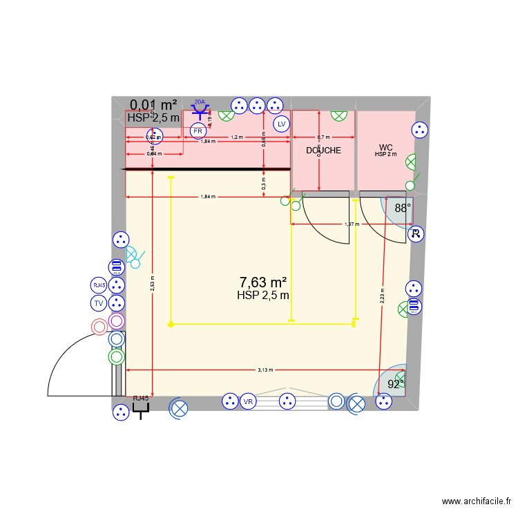 élec N bas. Plan de 5 pièces et 10 m2