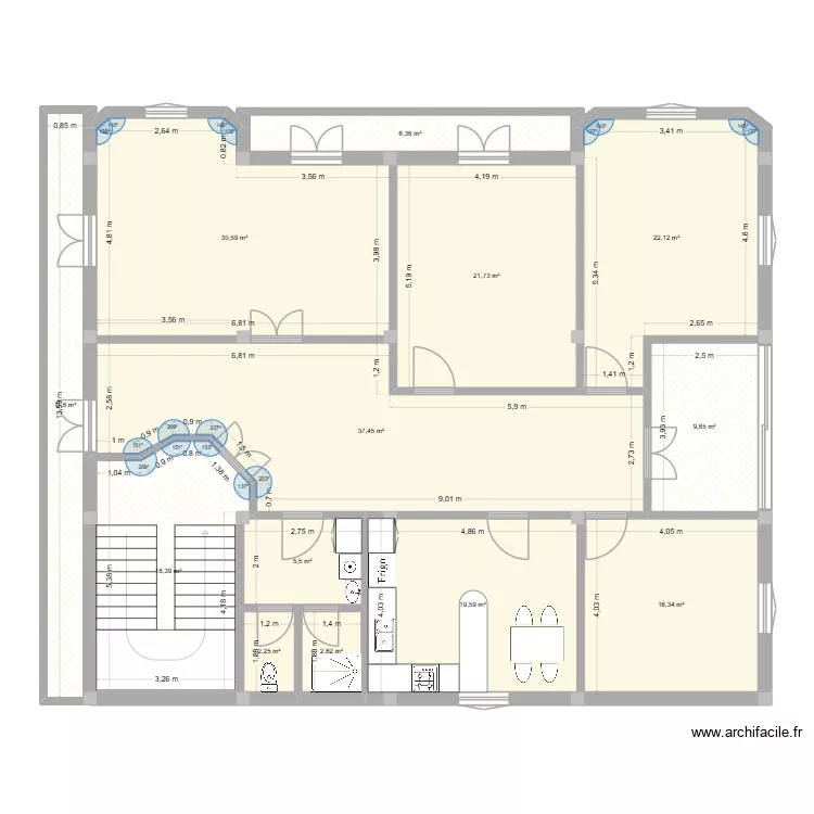Bouneb 1. Plan de 13  et 204 m²