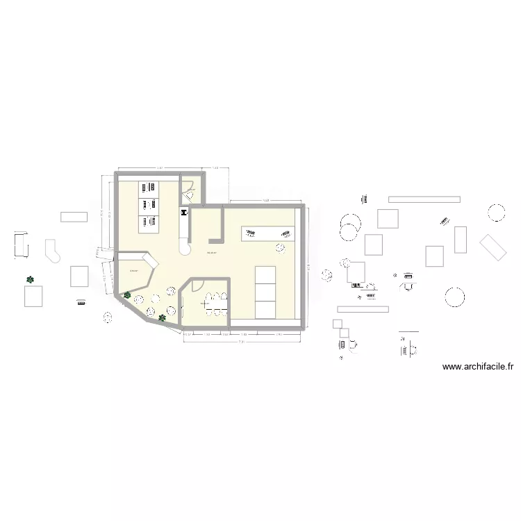 local fouet 3. Plan de 4  et 108 m²