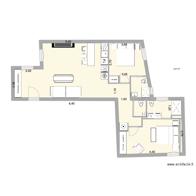 claudio coello 43 2 piso 3. Plan de 3 pièces et 65 m2