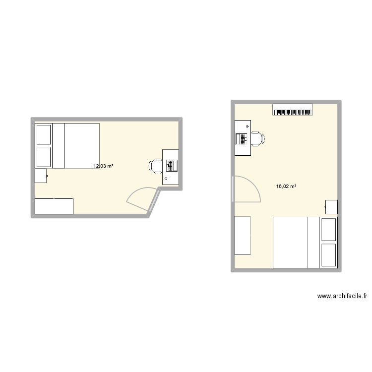 chambre maeva morgane. Plan de 2 pièces et 28 m2
