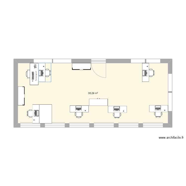 Bureau SMD. Plan de 1 pièce et 36 m2