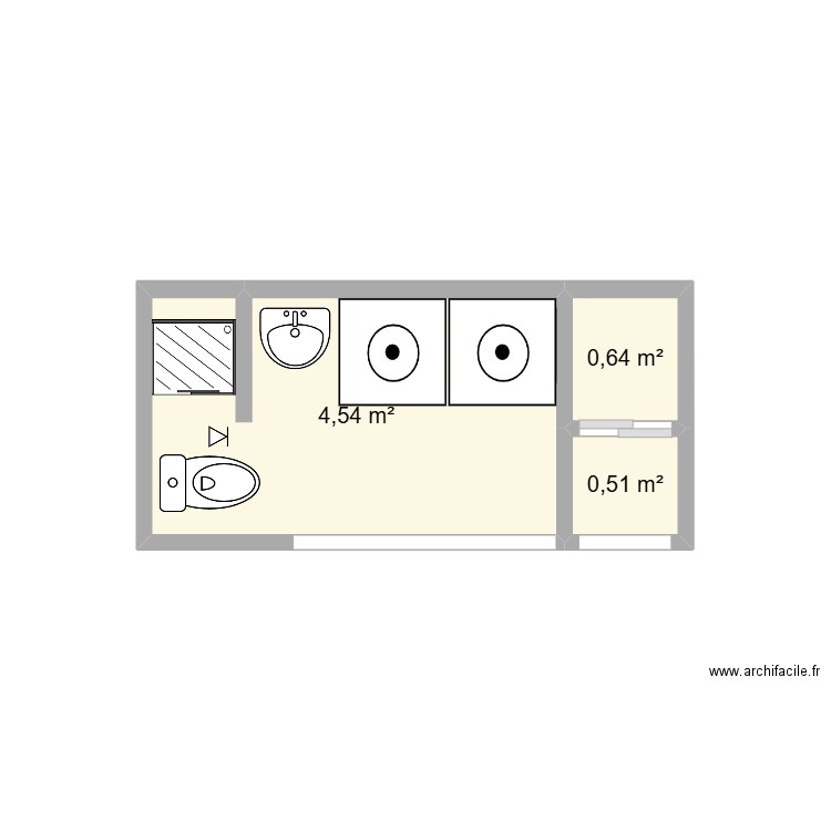 salle lavage 575. Plan de 3 pièces et 6 m2