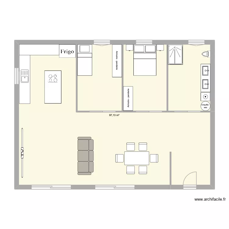 maison prisc. Plan de 1  et 97 m²