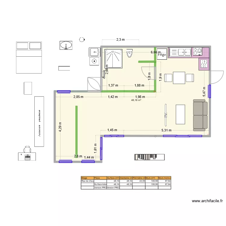 Maison abeille finale 3. Plan de 1  et 48 m²
