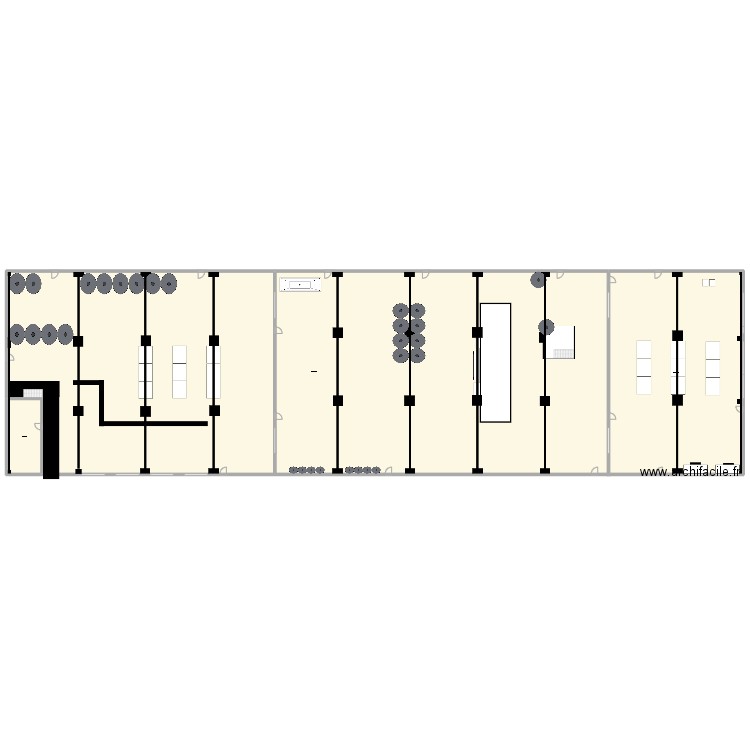 Plan d'usine à bière . Plan de 3 pièces et -1039 m2
