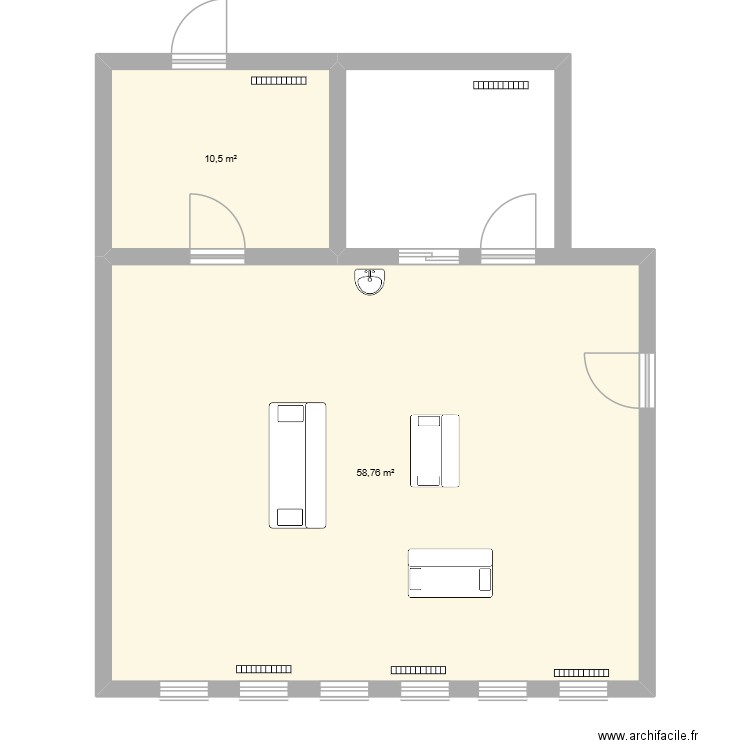 INGELS. Plan de 2 pièces et 69 m2