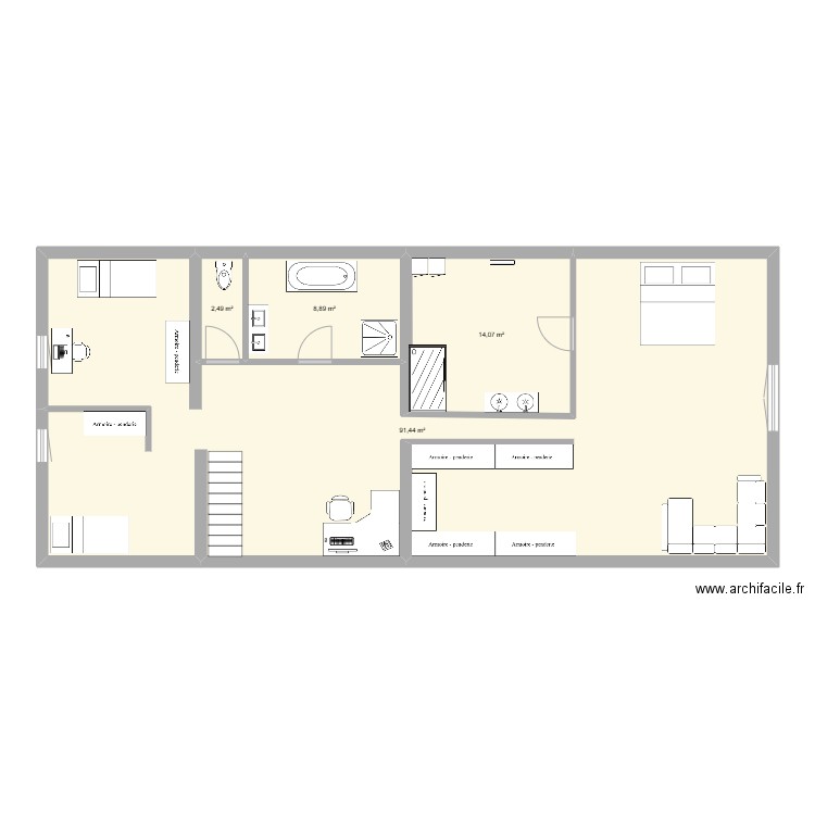 B.O.S.C.H.1.. Plan de 4 pièces et 117 m2