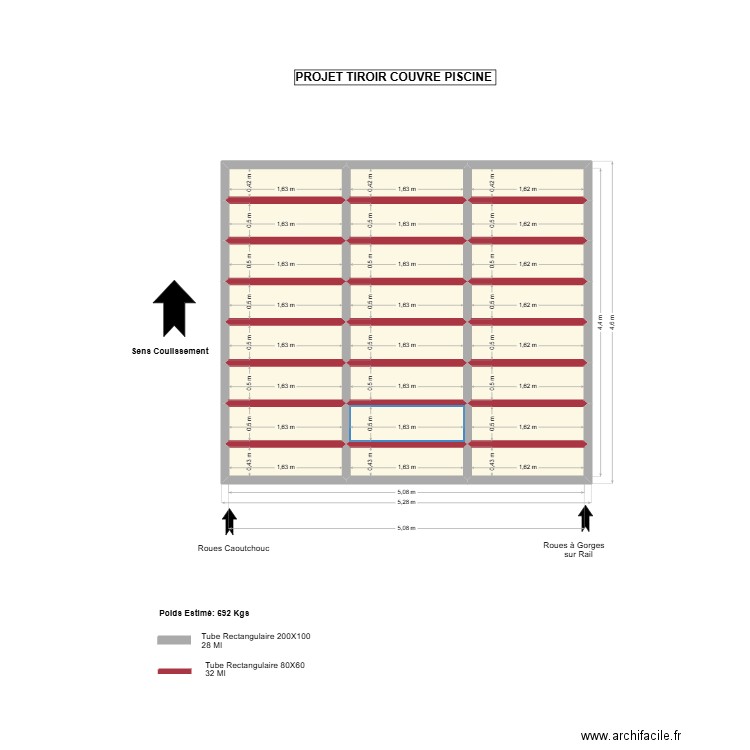 PISCINE 2. Plan de 24 pièces et 19 m2