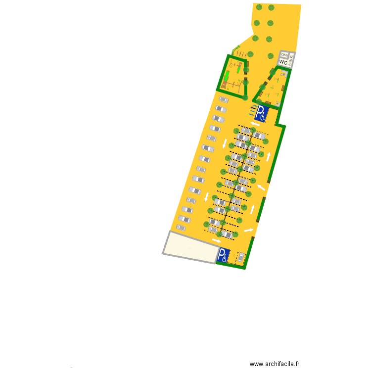 jardin 590. Plan de 3 pièces et 126 m2