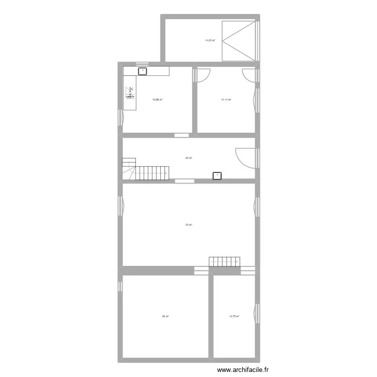 Maison. Plan de 7  et 144 m²