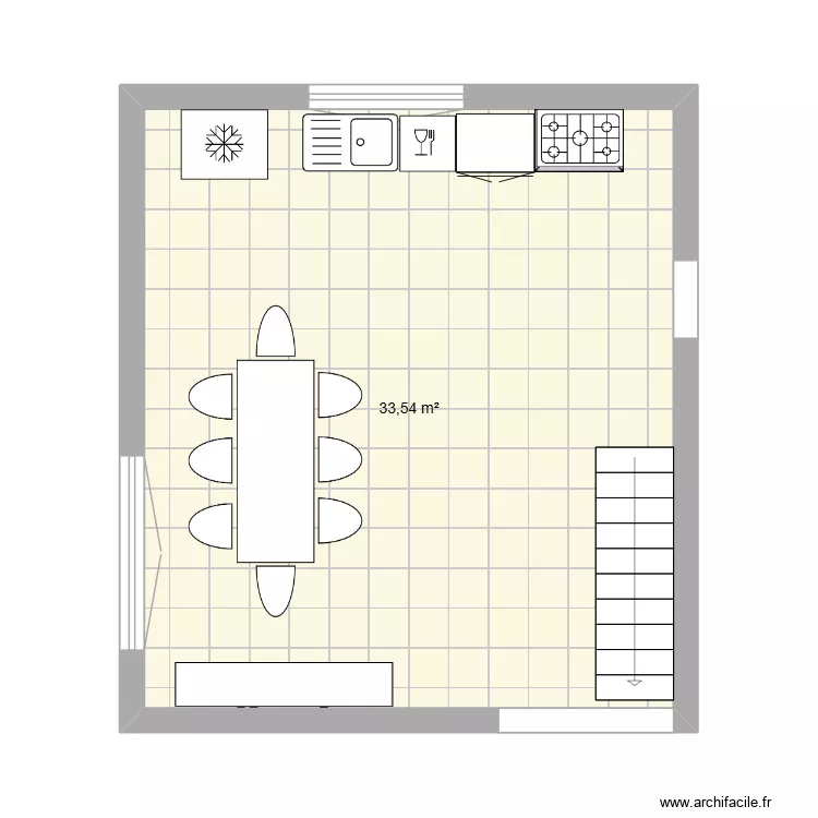 cuisine ST Jean. Plan de 1  et 34 m²