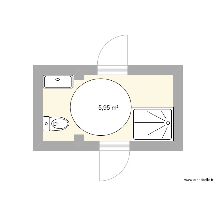 Mendez SdB. Plan de 1 pièce et 6 m2
