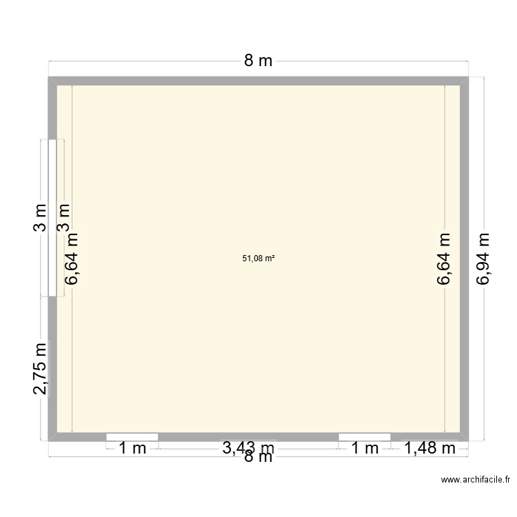 garage 2 pans. Plan de 1 pièce et 51 m2