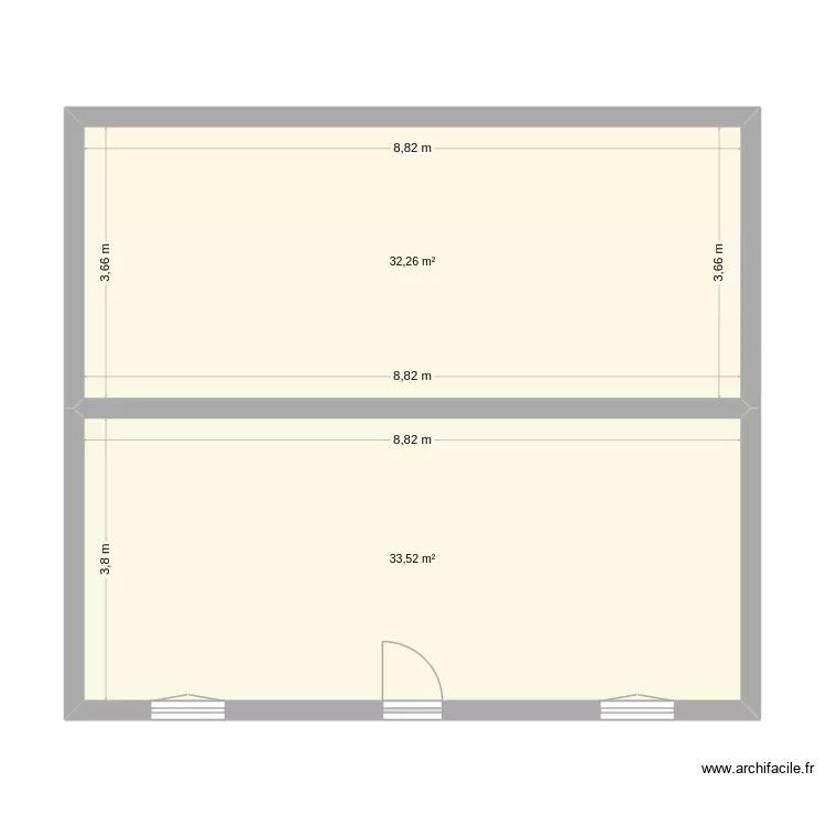 maison bourcef. Plan de 2  et 66 m²