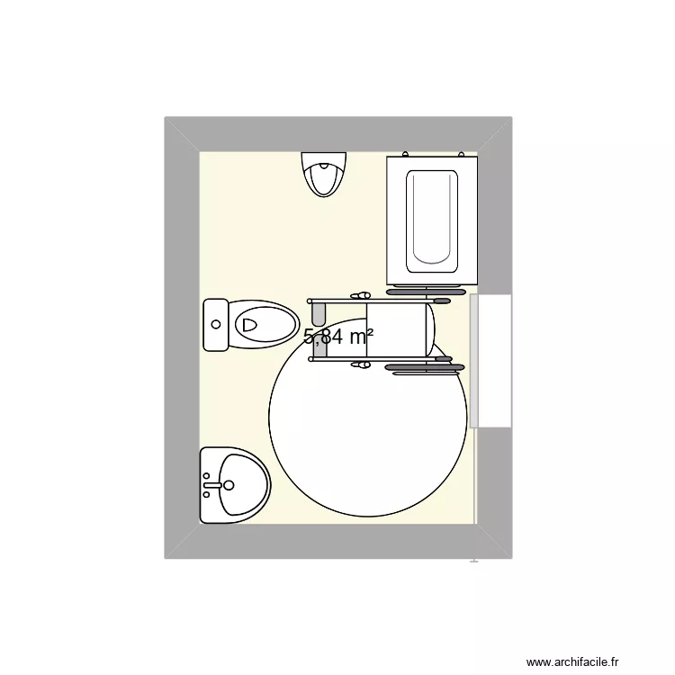 disposition WC 1. Plan de 1  et 6 m²