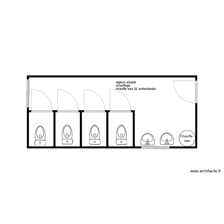 wc provisoire. Plan de 