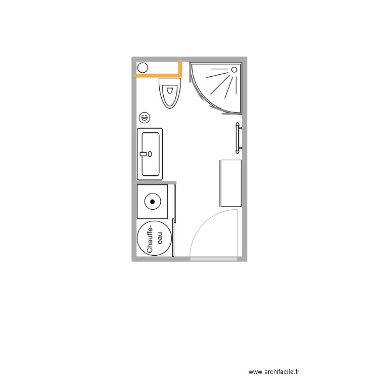 passy sdb ''projet''. Plan de 2 pièces et 6 m2