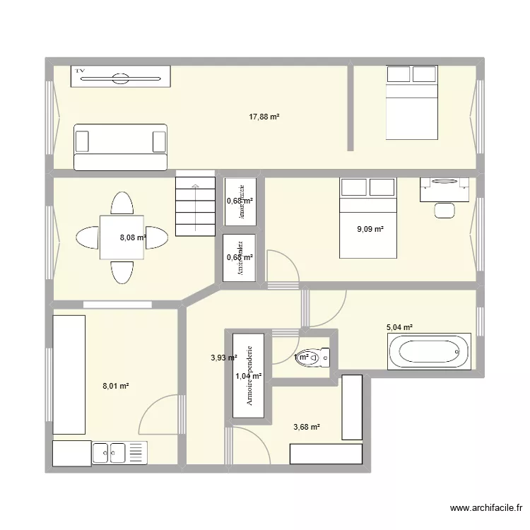 t2 bis. Plan de 11  et 59 m²