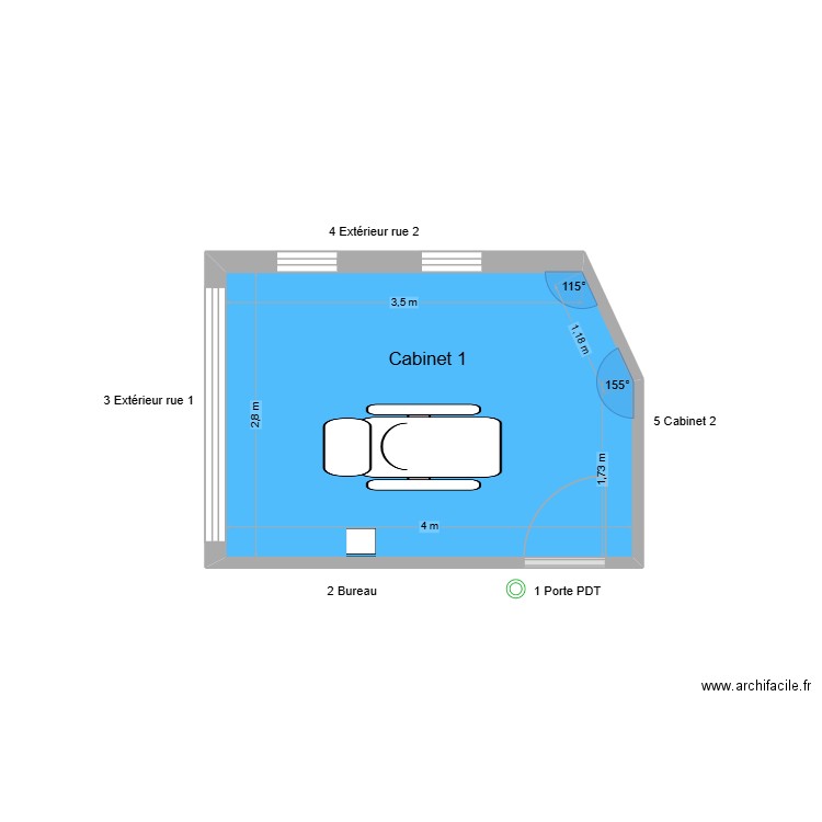 50678 Cabinet 1. Plan de 1 pièce et 11 m2