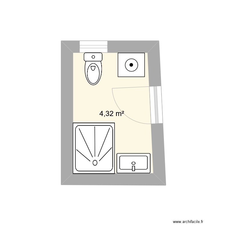 SDB Montigny. Plan de 1 pièce et 4 m2