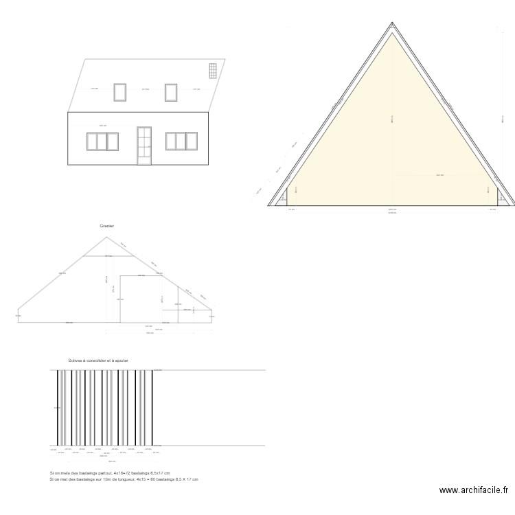 plan façade Thomery avec 2 fenêtres de toit. Plan de 0 pièce et 0 m2