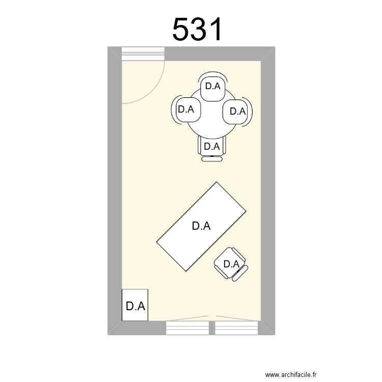 Bureau R 531 - D.AUBINEAU. Plan de 1 pièce et 13 m2